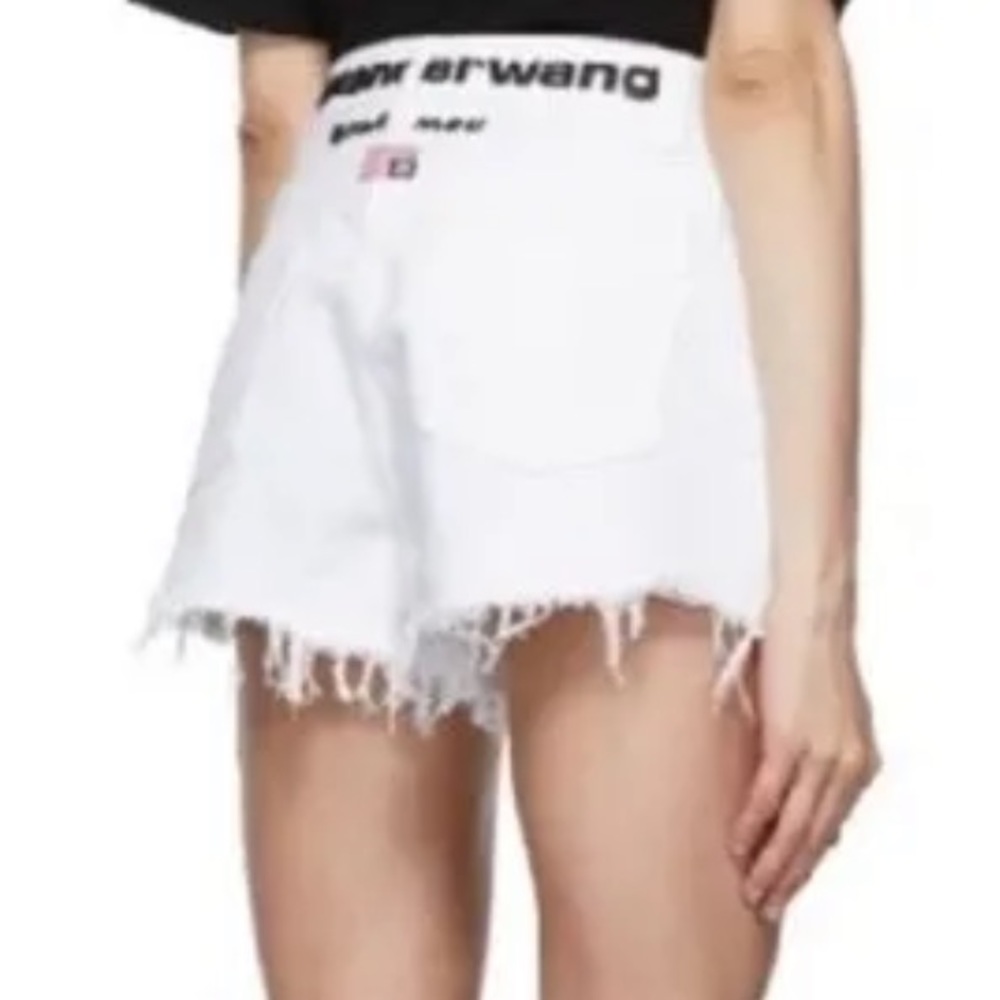 Designer Like white bite flip distressed torn up folder waist high shorts S